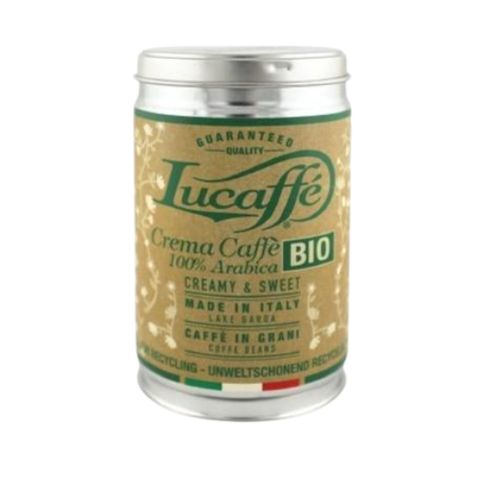 Lucaffé Crema Caffe BIO coffee beans 250 g. Tin