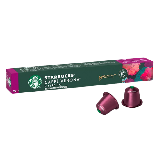 Starbucks Caffè Verona Ristretto coffee capsules for use in your Nespresso® machine.