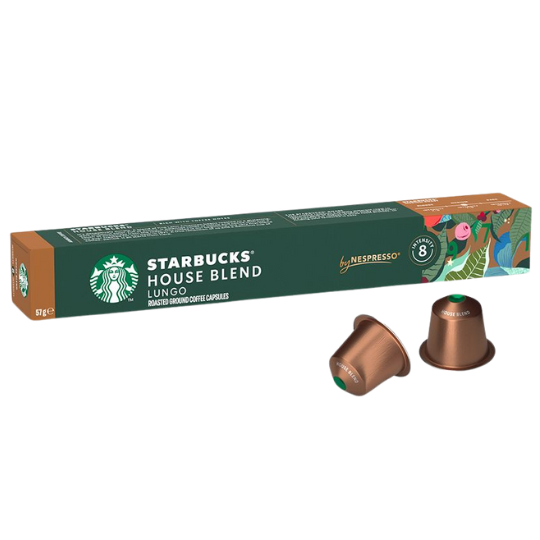 Starbucks House Blend Lungo coffee capsules for use in your Nespresso® machine.