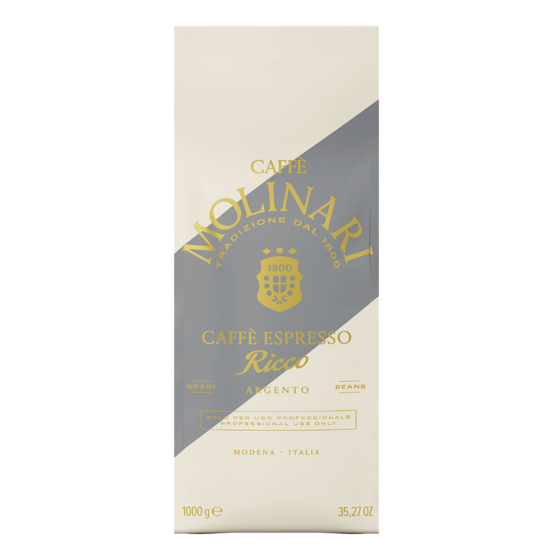 Caffè Molinari Espresso Ricco (Argento) Koffiebonen 1kg – Krachtige Italiaanse blend met rijke crema