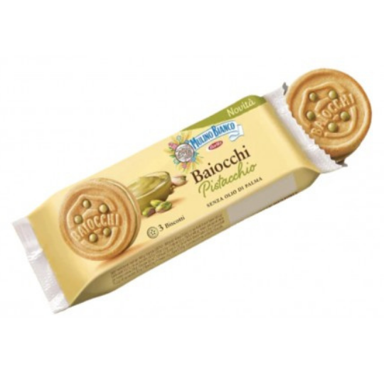 Mulino Bianco Baiocchi Pistacchio cookies 168g – Italian cookies with pistachio cream