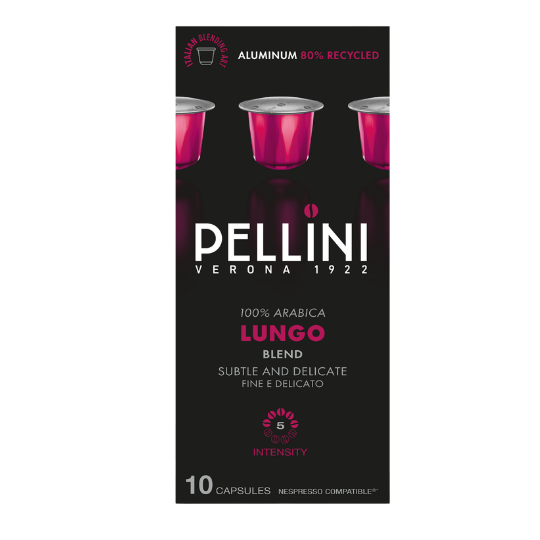 Pellini Lungo Nespresso® Compatibele Aluminium Capsules – 100% Arabica – 10 Capsules