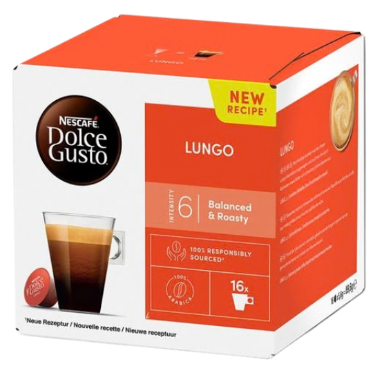 Nescafé Dolce Gusto Lungo Capsules 16 Pieces – Smooth, Long Coffee for Dolce Gusto Machines